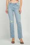 Hidden Happi High Rise Cropped Flare Jean In Medium Wash In Blue