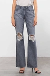 Hidden Happi Ultra High Rise Distressed Flare In Grey In Grey