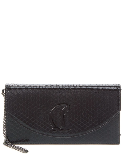 Christian Louboutin Loubi54 Embossed Patent Clutch In Black