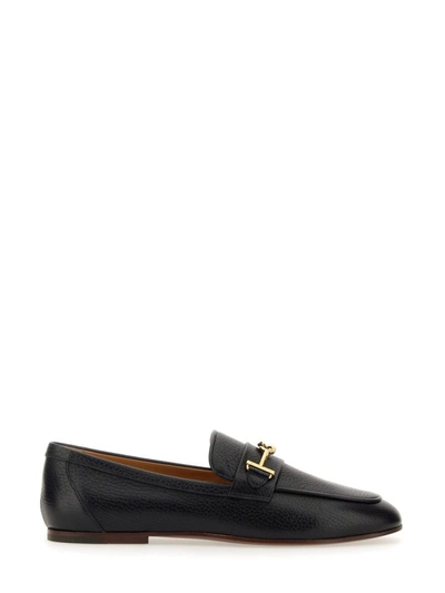 Tod's Leather Moccasin In Black