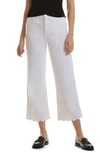 7 FOR ALL MANKIND EYELET HEM MID RISE CROP WIDE LEG JEANS IN WHITE