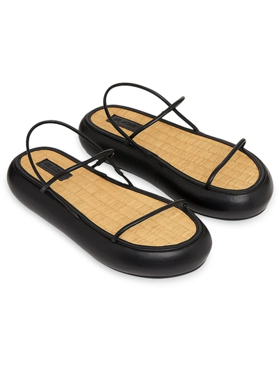 St. Agni Womens Leather Slip On Platform Sandals In Black