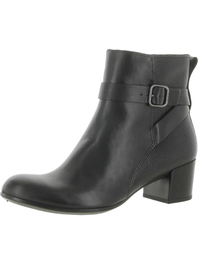 Ecco Womens Leather Textured Ankle Boots In Black