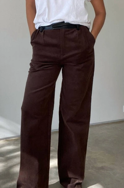 Et Clet Corduroy Contrast Waistband Pants In Brown