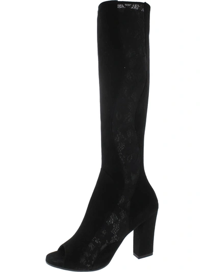 Aska Hutton Womens Suede Lace Inset Knee-high Boots In Black