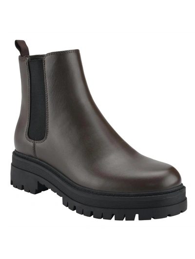 Marc Fisher Women's Pietro Lug Sole Slip-on Chelsea Booties Women's Shoes In Dark Brown