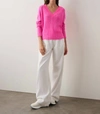 White + Warren Cashmere Air Plush V-neck Sweater In Pink Marl In Multi
