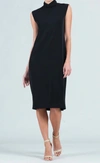 Clara Sunwoo Mock Neck Midi Sheath Dress In Black In Black