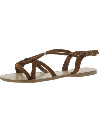 Qupid Athena Womens Suede Strappy Slingback Sandals In Brown