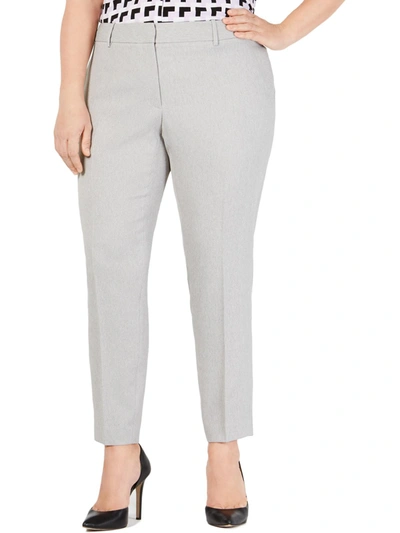 Calvin Klein Plus Womens Twill Slim Dress Pants In Grey