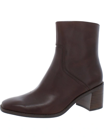 27 Edit Erica Womens Leather Stacked Heel Ankle Boots In Brown