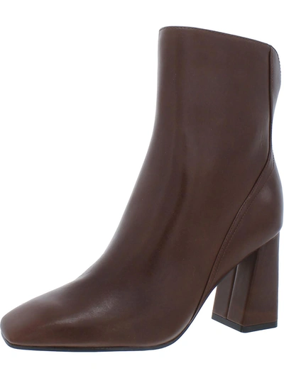 27 Edit Lexi Womens Leather Square Toe Ankle Boots In Brown