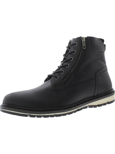 Crevo Rhet Mens Leather Lace Up Casual Boots In Black