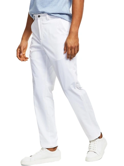 Calvin Klein Mens Flat Front Straight Legs Trouser Pants In White
