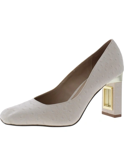 Katy Perry The Hollow Heel Womens Faux Leather Square Toe Pumps In Grey