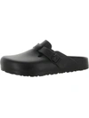 Birkenstock Boston Vegan Birkibuc Slip On Clog In Black In Black