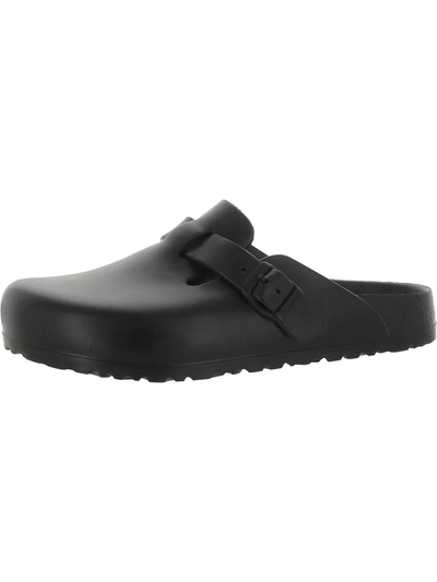 Birkenstock Boston Suede-trimmed Leather Clogs In Black