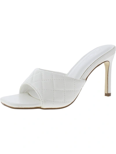 Shoe Land Melrose Womens Faux Leather Slip On Heels In White