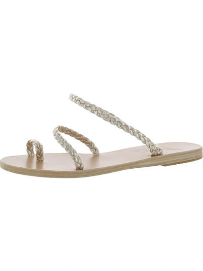 Ancient Greek Sandals Eleftheria Womens Leather Sandals In Silver