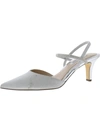 Nina Billie Womens Pointed Toe Comfy Kitten Heels In Silver