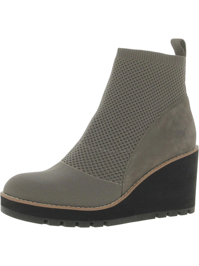 Eileen Fisher Womens Suede Ankle Wedge Boots In Grey