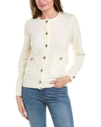 Sail To Sable Classic Pocket Wool-blend Cardigan In White