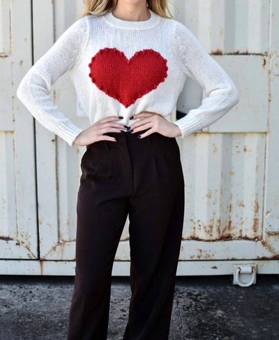 Wooden Ships Beaded Heart Sweater In White