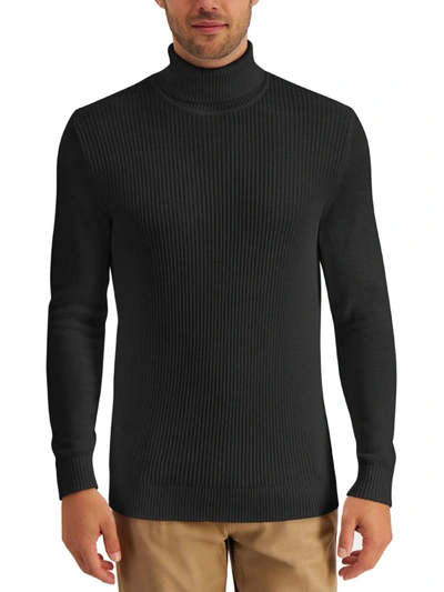 Club Room Mens Textured Cotton Turtleneck Sweater In Black