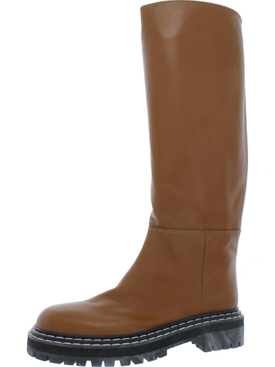 Proenza Schouler Womens Leather Lugged Sole Knee-high Boots In Brown