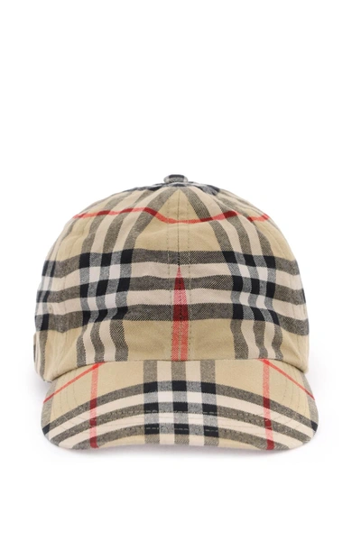 Burberry Check Cotton Baseball Cap In Archive Beige