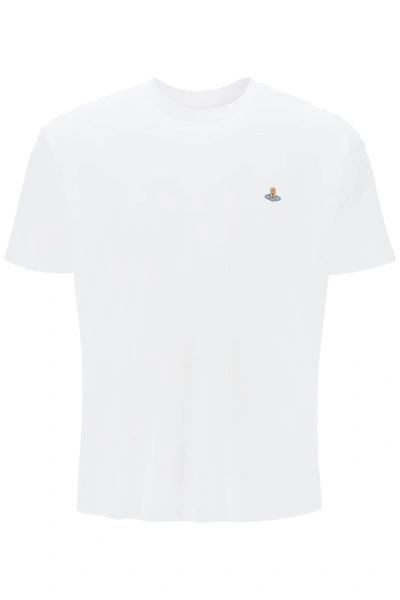 Vivienne Westwood Classic T Shirt With Orb Logo In Bianco