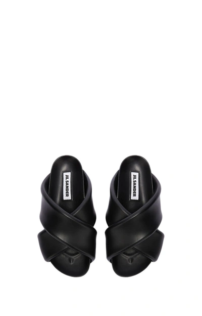 Jil Sander Cross-strap Padded-leather Slide In Black