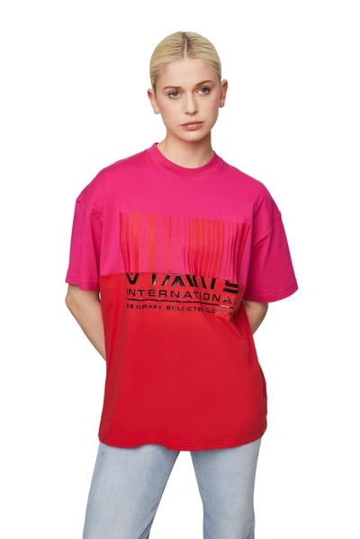 Vtmnts International Printed T-shirt In Hot Pink / Red