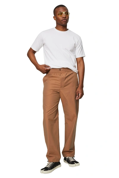 Auralee Finx Tussah Chambray Easy Pants In Light Brown Chambray