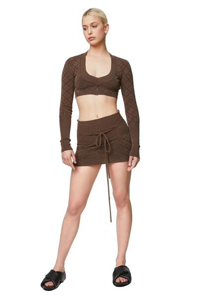 Knwls Cali Knitted Skirt In Brown Glitter