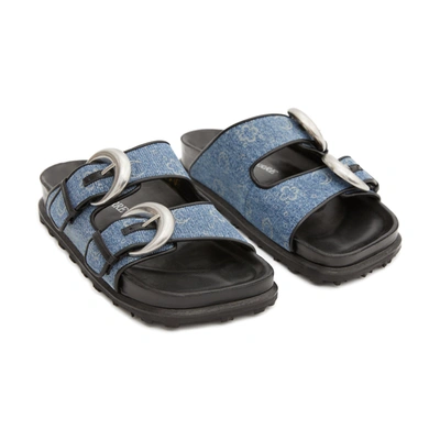 Marine Serre Regenerated Denim Monogram Sandal In Medium Dark Blue/print