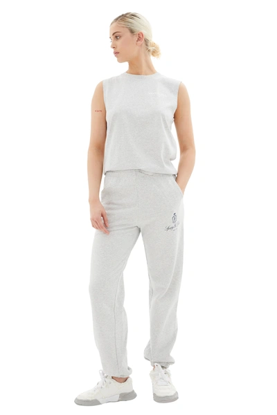 Sporty And Rich Vendome Logo-print Sweatpants In Heather Grey/navy