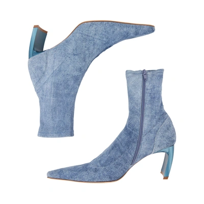 Knwls Serpent 80mm Leather Boots In Blue Wash