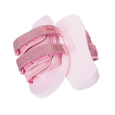 Blumarine X Suicoke Moto Embellished Slides In Bubblegum