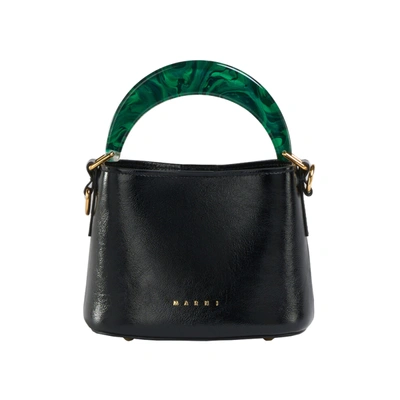 Marni Venice Mini Bucket Bag In Black/green
