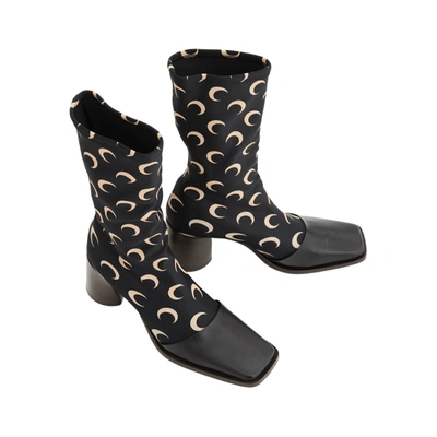 Marine Serre Black All Over Moon Ankle Boots