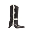 Coperni Bridge Faux Shearling-trimmed Knee-high Boots In Black/white