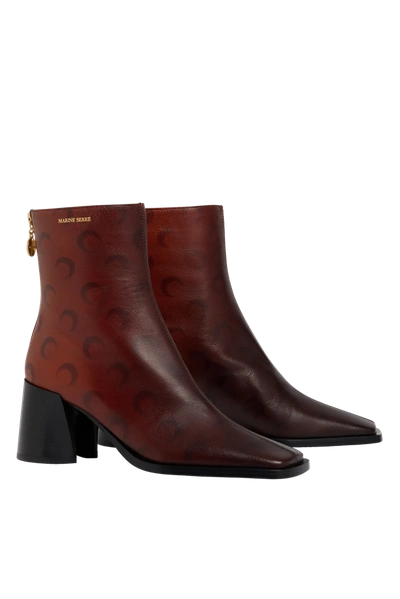 MARINE SERRE AIRBRUSHED CRAFTED ANKLE LEATHER BOOTS
