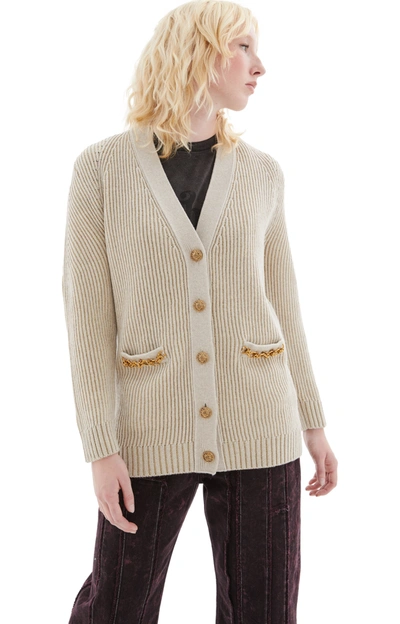 Golden Goose Journey W`s Cardigan Wool Ribbed Jacquard In Silver