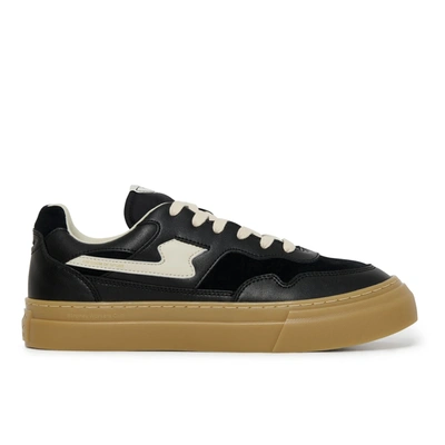 S.w.c Pearl S-strike Leather Mix Sneaker In Black/gum