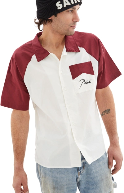 Rhude Raglan Poplin Button Up Shirt In Multicolour
