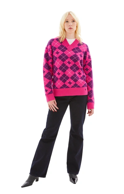 Acne Studios V-neck Sweater In Bright_pink_mid_purple