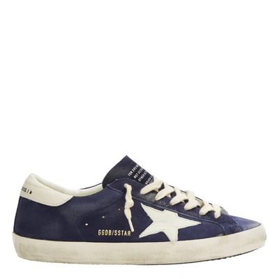 Golden Goose Super-star Suede Sneakers In Blue/white