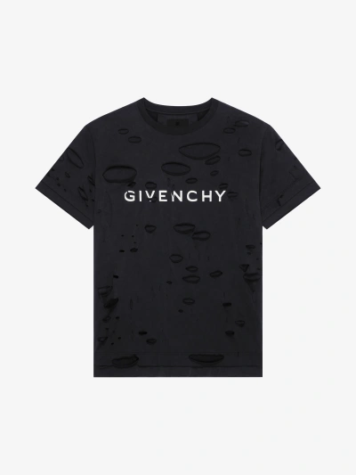 Givenchy Oversized Destroyed T-shirt In Faded Black