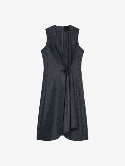 Givenchy Women's Dress With Buttons And Pleated Effect In Wool In Grey